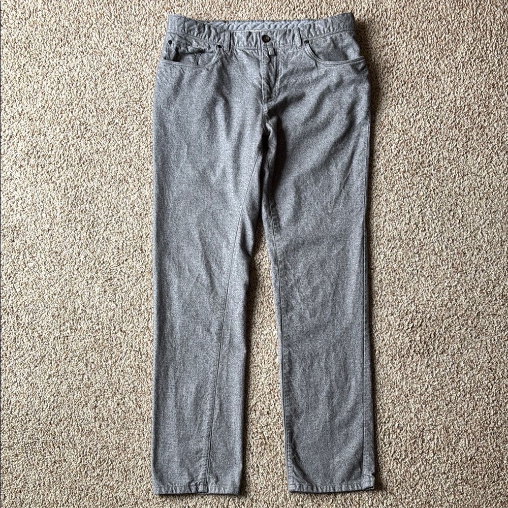 Peter Millar Men’s Gray Soft Brushed Flannel 5 Pocket Pants 35